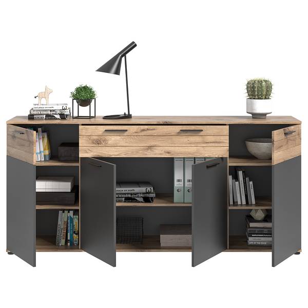 Sideboard Yukon II Basalt Grau / Eiche Dekor