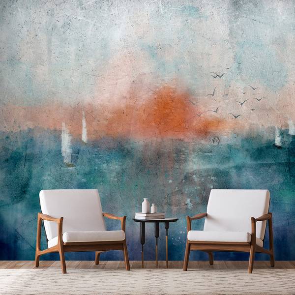 Fotomurale Sunny Relief Tessuto non tessuto premium - Blu - Larghezza: 100 cm