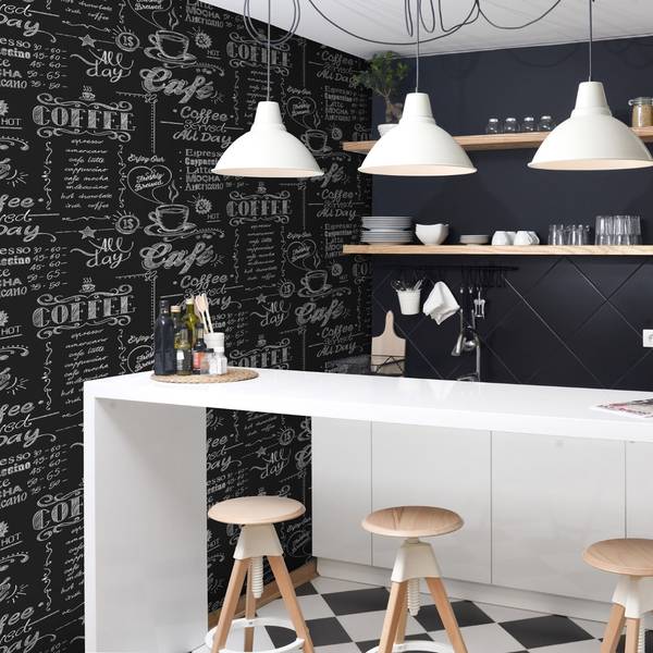 Vliestapete Coffeeshop Vlies - Schwarz