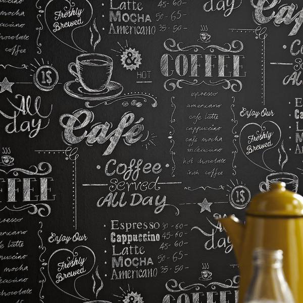 Vliestapete Coffeeshop Vlies - Schwarz