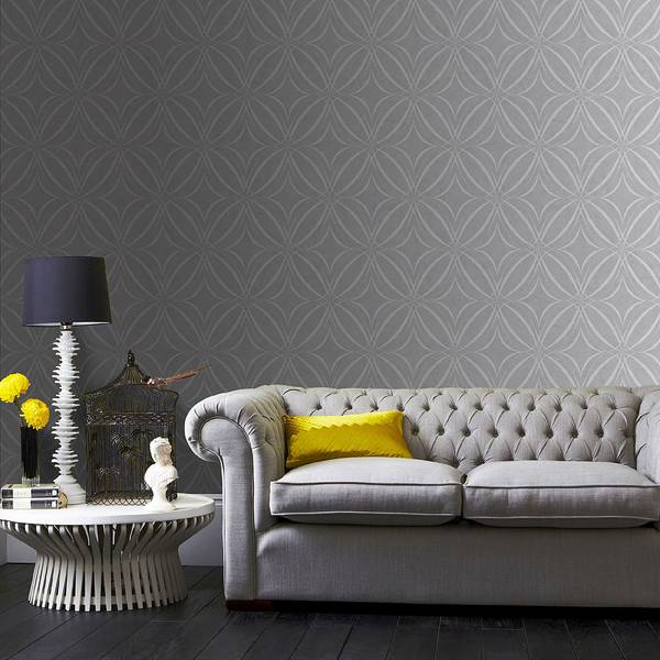 Vliestapete Geo Glitzer Vlies - Grau