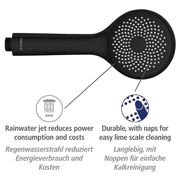 Duschkopf Watersaving V Kunststoff - Schwarz