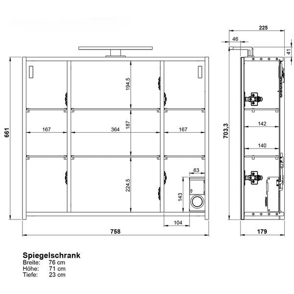 Badkamerset Yonkers V (5-delig) inclusief verlichting - kasjmier