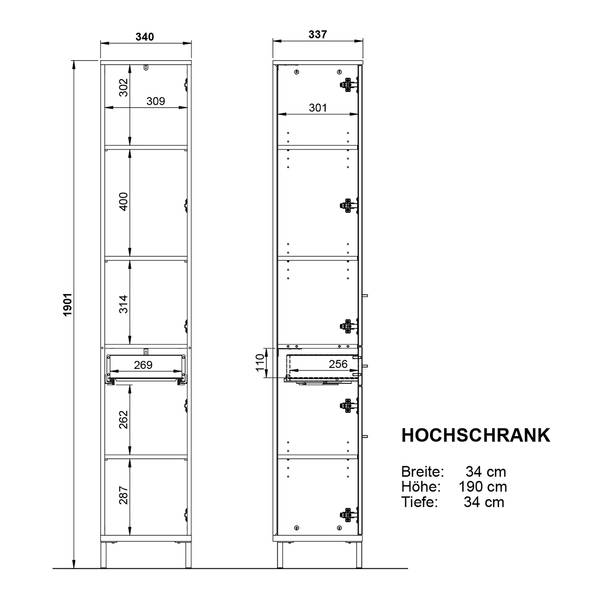Badkamerset Yonkers V (5-delig) inclusief verlichting - kasjmier