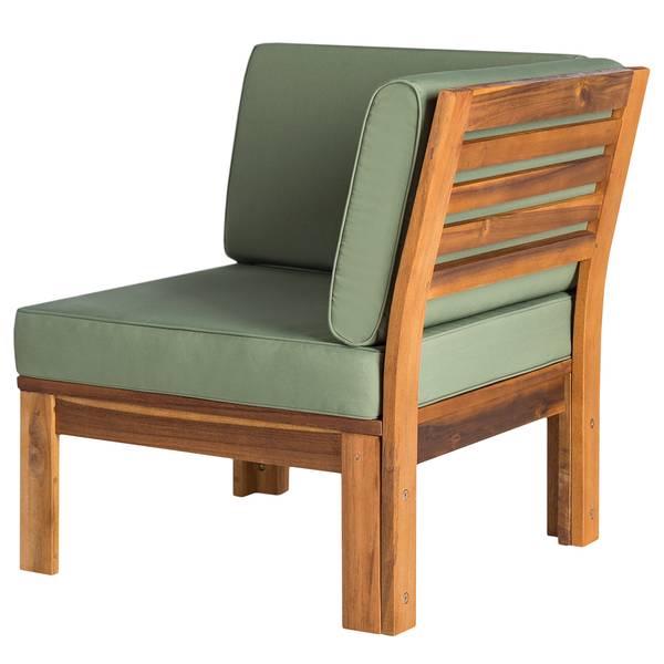 Loungesofa LEXI 3-teilig Webstoff / Akazie massiv - Helles Olivgrün