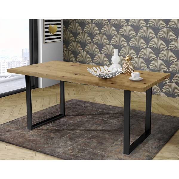 Esstisch Megana Eiche Artisan Dekor - Breite: 140 cm - Schwarz