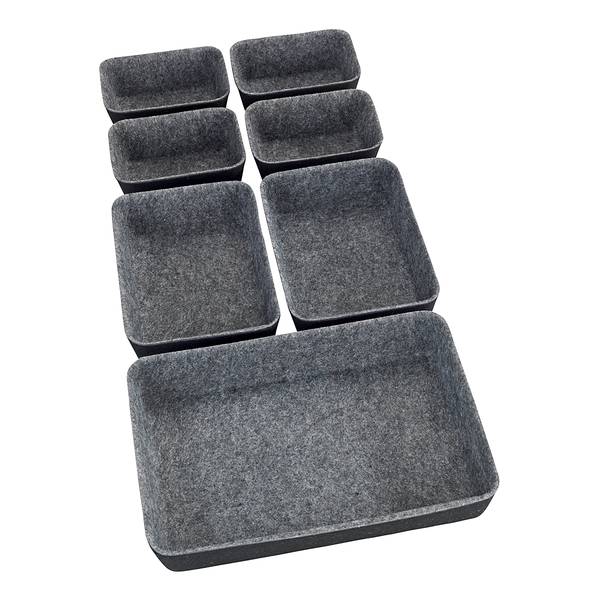 Schubladen-Organizer Filz (7-teilig) Polyester - Schwarz / Grau