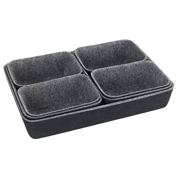 Schubladen-Organizer Filz (7-teilig) Polyester - Schwarz / Grau