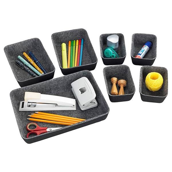 Schubladen-Organizer Filz (7-teilig) Polyester - Schwarz / Grau