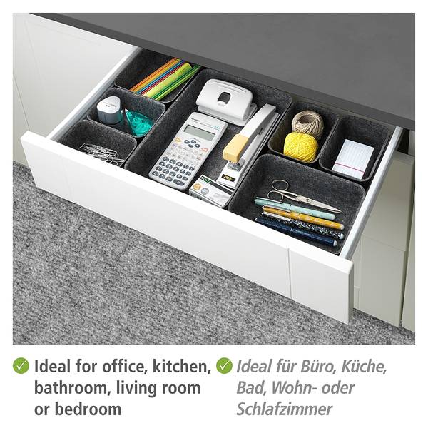 Schubladen-Organizer Filz (7-teilig) Polyester - Schwarz / Grau
