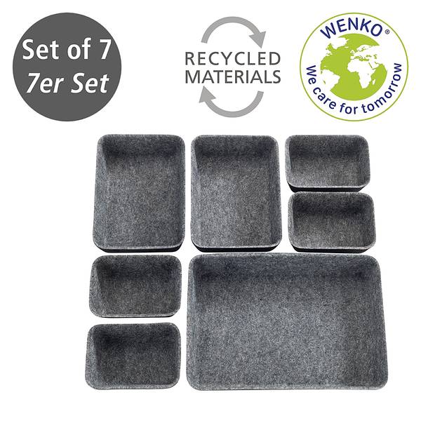 Schubladen-Organizer Filz (7-teilig) Polyester - Schwarz / Grau