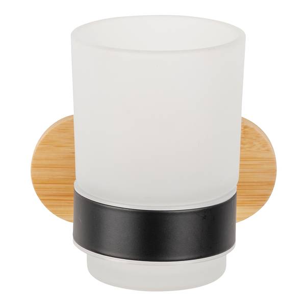 Zahnputzbecher Uno Orea Bamboo Edelstahl / Bambus - Schwarz / Natur