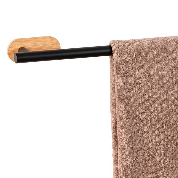 Badetuchstange Duo Orea Bamboo Edelstahl / Bambus - Schwarz / Natur