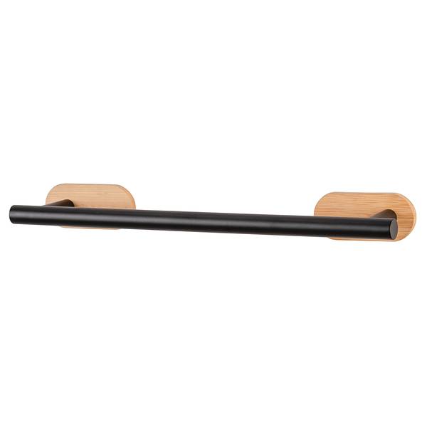 Badetuchstange Orea Bambo Edelstahl / Bambus - Schwarz / Natur - Breite: 40 cm