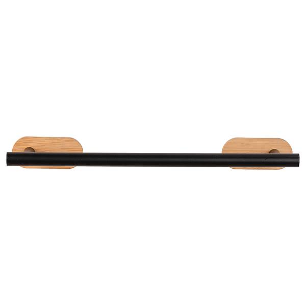 Badetuchstange Orea Bambo Edelstahl / Bambus - Schwarz / Natur - Breite: 40 cm