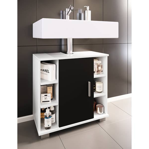 Waschbeckenunterschrank Zalo I Schwarz / Weiß