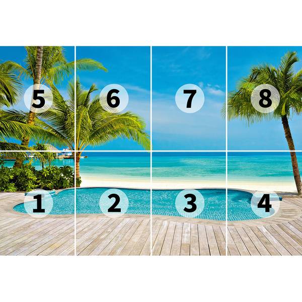 Fotomurale Piscina e mare I -  3,66cm x 2,54cm