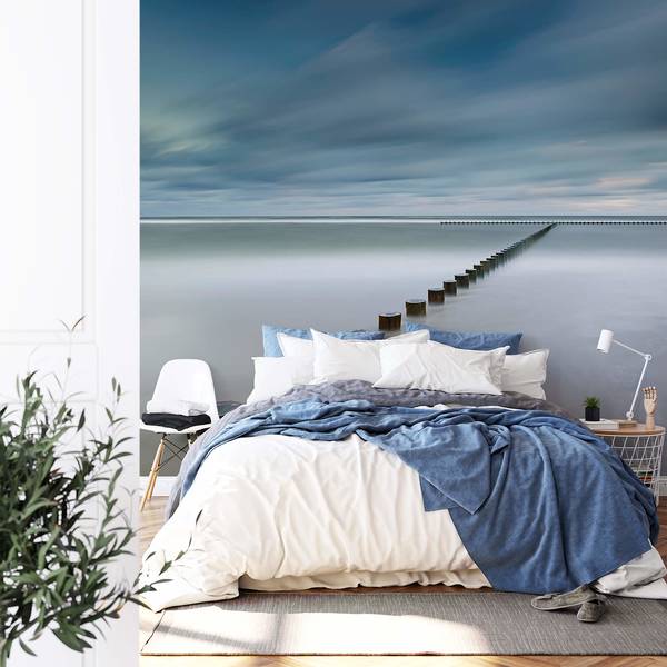 Fotomurale See Natur Tessuto non tessuto - Blu / Grigio - 3,84cm x 2,6cm