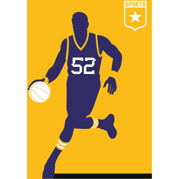 Fotomurale Basketball Tessuto non tessuto strutturato - Giallo / Lilla - 2cm x 2,7cm - Vello strutturale