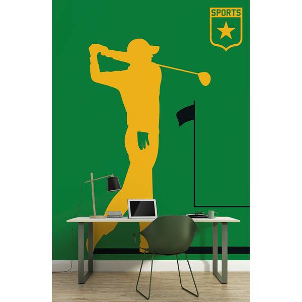 Papier peint Golfplayer Intissé Premium - Vert / Jaune - 2 x 2,7 cm - Non tissé premium