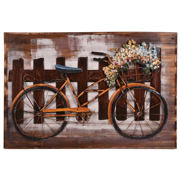 3D-Metallbild Fahrrad Stahlblech / Tanne - Mehrfarbig