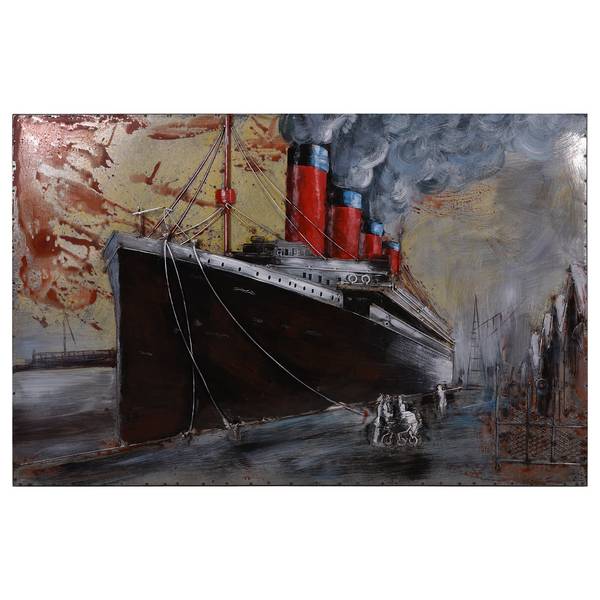 3D-Metallbild Schiff Stahlblech - Mehrfarbig