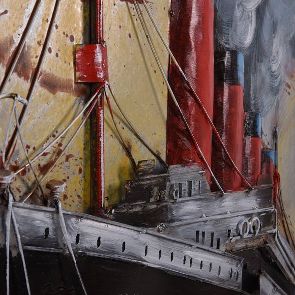 3D-Metallbild Schiff Stahlblech - Mehrfarbig