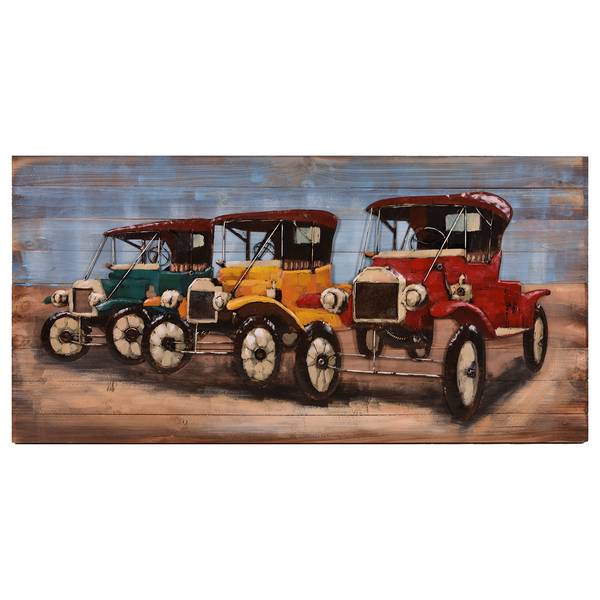 3D-Metallbild Oldtimer Stahlblech / Tanne - Mehrfarbig