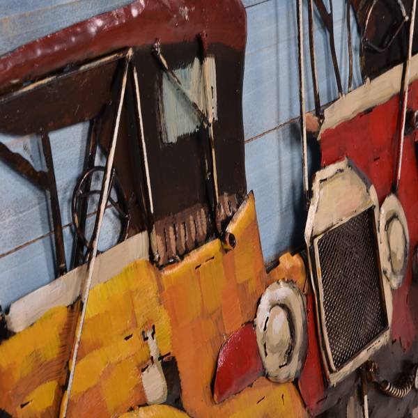 3D-Metallbild Oldtimer Stahlblech / Tanne - Mehrfarbig