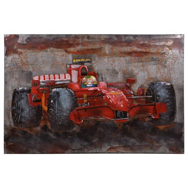 3D-Metallbild Rennwagen Stahlblech - Mehrfarbig