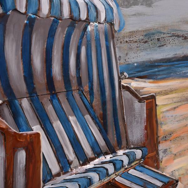 3D-Metallbild Strandkorb Stahlblech - Mehrfarbig
