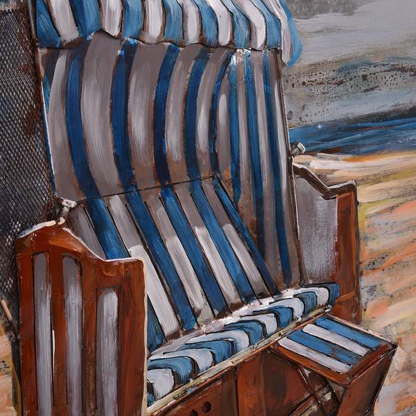 3D-Metallbild Strandkorb Stahlblech - Mehrfarbig