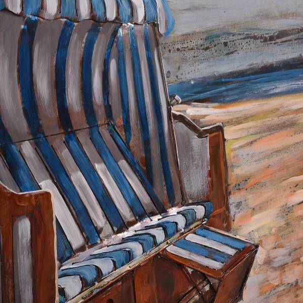 3D-Metallbild Strandkorb Stahlblech - Mehrfarbig