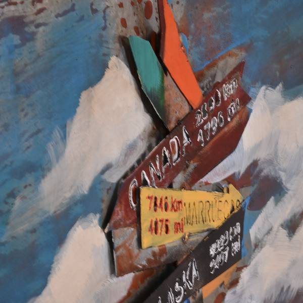 3D-Metallbild Wegweiser Stahlblech - Mehrfarbig