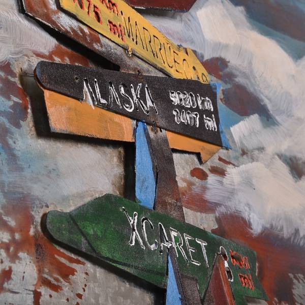 3D-Metallbild Wegweiser Stahlblech - Mehrfarbig