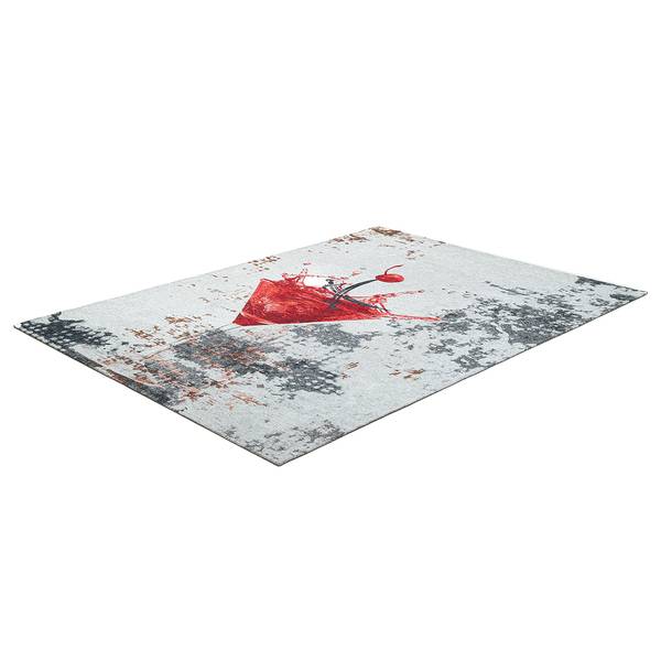Kurzflorteppich Keitum 014 I Polyester / Baumwolle - Rot / Mehrfarbig - 60 x 90 cm