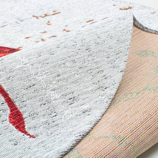 Kurzflorteppich Keitum 014 II Polyester / Baumwolle - Rot / Mehrfarbig - Durchmesser: 100 cm