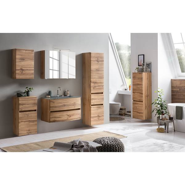 Badezimmerset Verciano X (4-teilig) Inklusive Beleuchtung - Wotaneiche Dekor