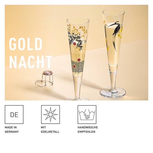 Champagnerglas Goldnacht III Kristallglas - Gold / Schwarz