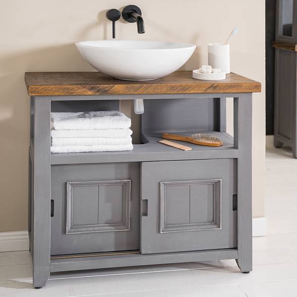 Set Mobili Da Bagno ATERNO In Quercia Vichinga – 3 Pezzi: Specchio, Colonna E Mobile Sottolavabo, Design Elegante E Tanto Spazio!