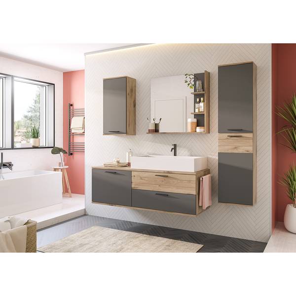 Waschtisch Yukon Basalt Grau / Eiche Dekor