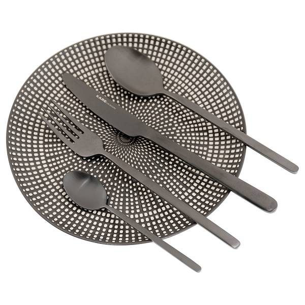 Besteck-Set Gloria (16-teilig) Edelstahl - Schwarz