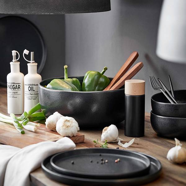 Serviesset CASA NOVA (12-delig) aardewerk - zwart