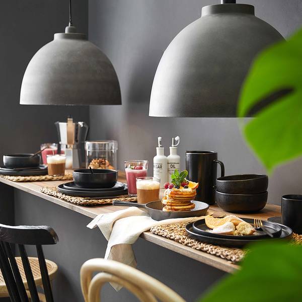 Serviesset CASA NOVA (12-delig) aardewerk - zwart