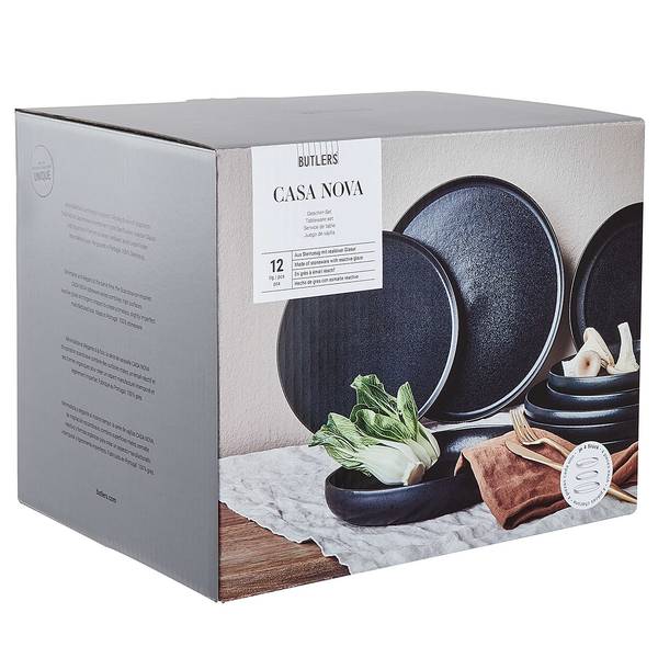Serviesset CASA NOVA (12-delig) aardewerk - zwart