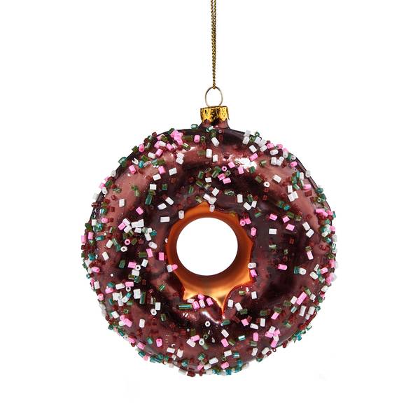 Kersthanger HANG ON Donut transparant glas - bruin