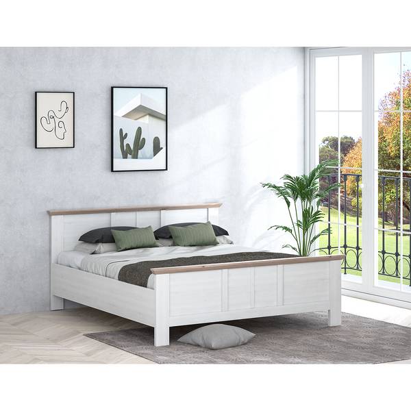 Struttura letto Ilay Effetto rovere bianco / Effetto rovere Nelson - 180 x 200cm