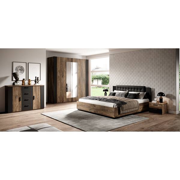 Letto Kalbarri Effetto quercia scuro / Argento - 180 x 200cm