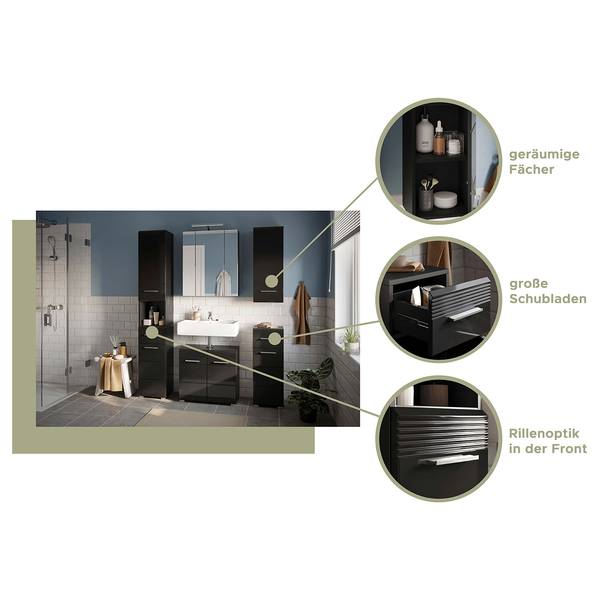 Hoge kast Collie hoogglans zwart/zwart