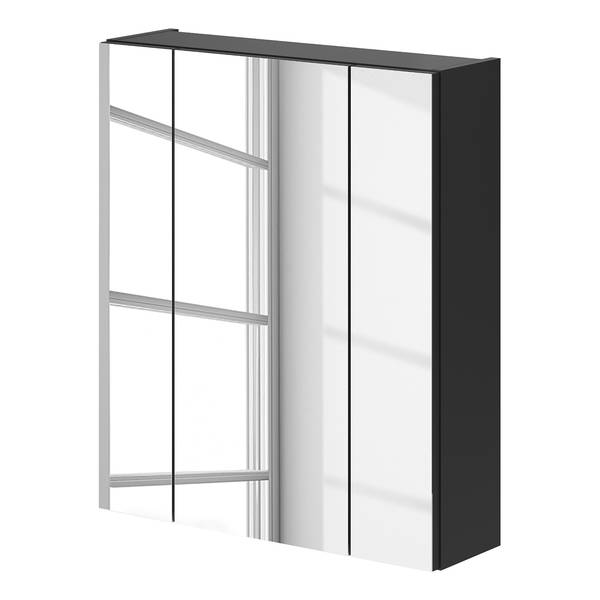 Badmöbelset Collie VI (2-teilig) Inklusive Beleuchtung - Hochglanz Schwarz / Schwarz